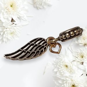 Angel Wing & Heart Dangle Charm